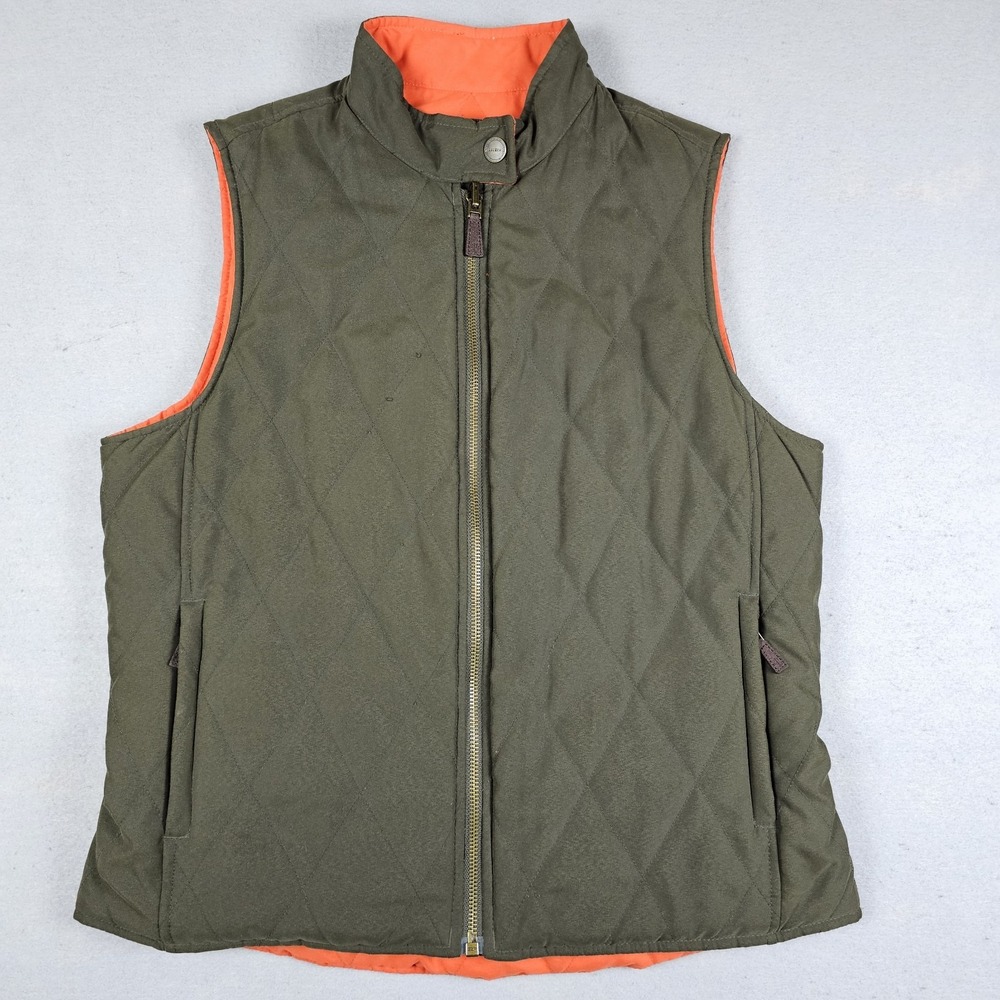 Lauren Ralph Lauren Reversible Vest Womens Medium Green Orange Quilted Preppy